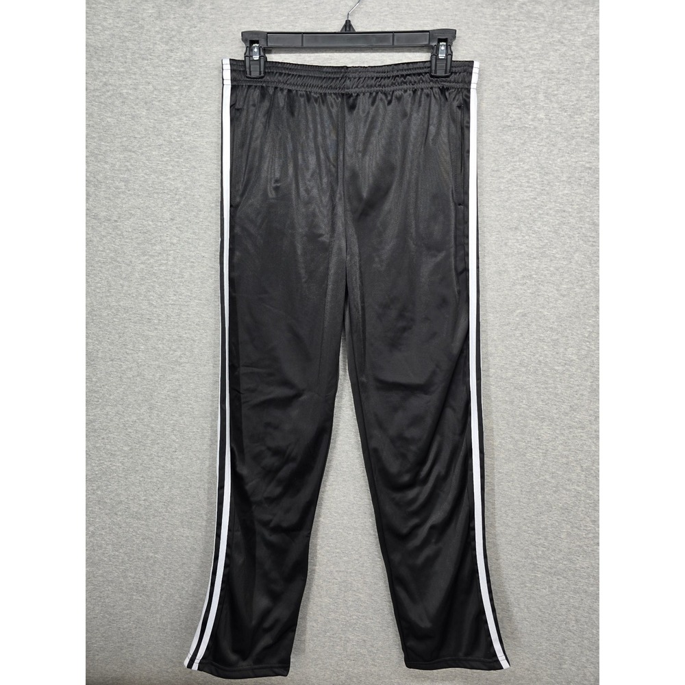 Real Essentials Boys XL Black White Stripe Athletic Track Pants Joggers Pockets